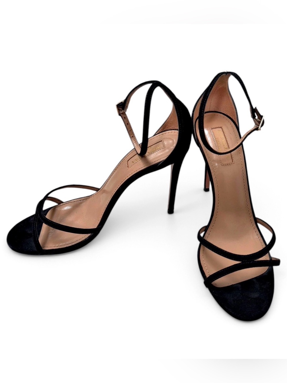 Aquazzura 105 Black Suede Strappy Sandals - Size: IT 37